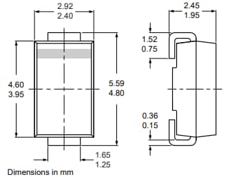 Plan mécanique - Nexperia Redresseur à récupération ultra-rapide US1J